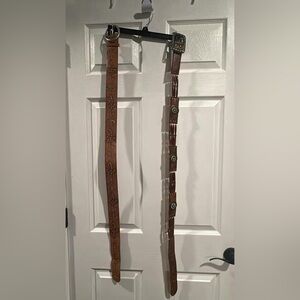 Brown Leather Belts with Embellishments